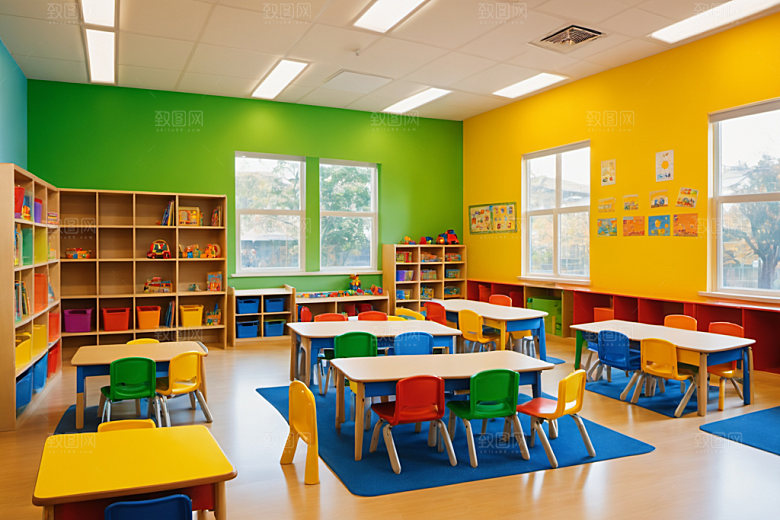 幼儿园教室场景幸福摄影图