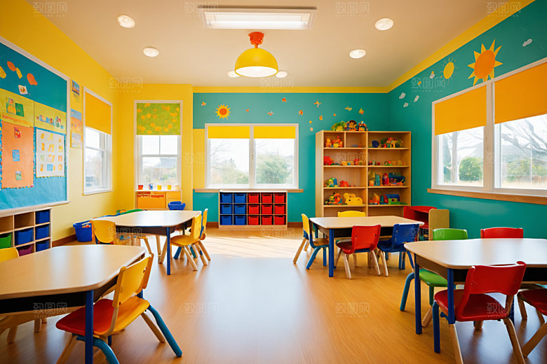 幼儿园教室学校室内摄影图
