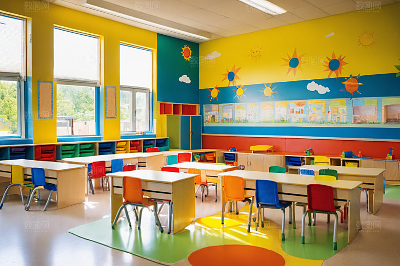 幼儿园教室学校场景摄影图