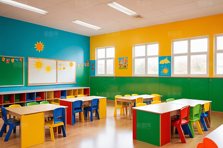 幼儿园教室温馨学校摄影图