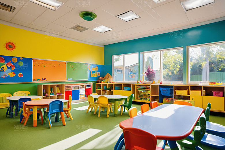 幼儿园教室学校室内摄影图