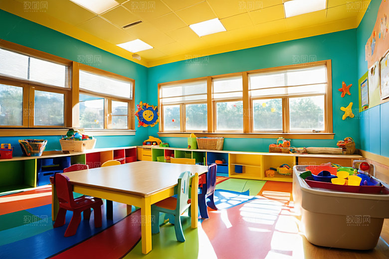 幼儿园教室温馨学校摄影图