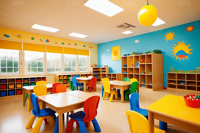 幼儿园教室童趣场景摄影图