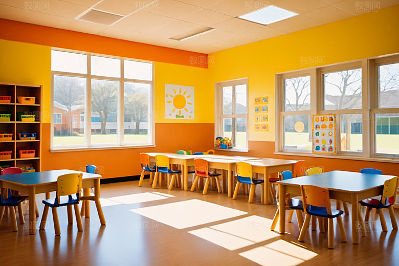 幼儿园教室幸福场景摄影图