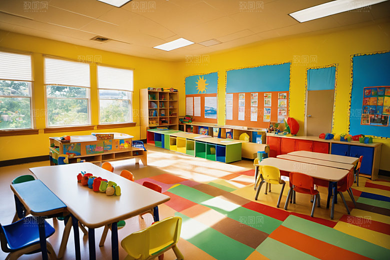 幼儿园教室场景温馨摄影图