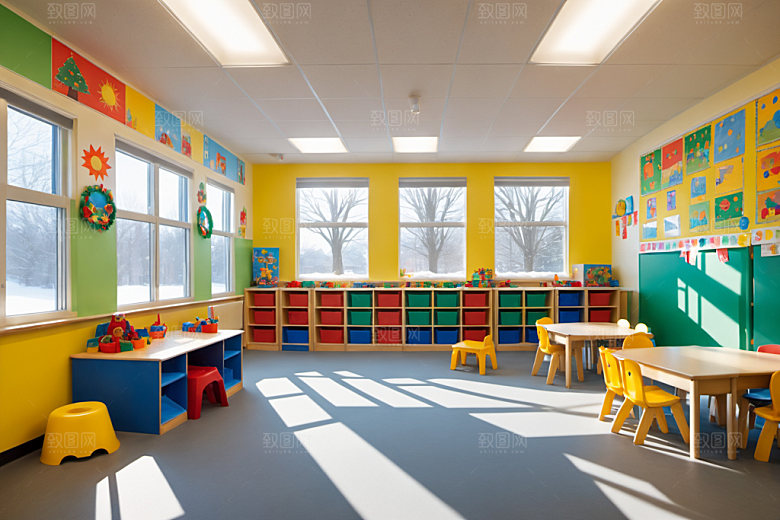 幼儿园教室幼教场景摄影图