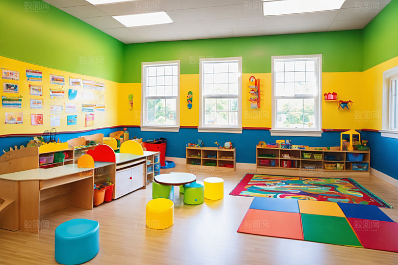 幼儿园教室场景温馨摄影图