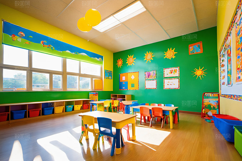 幼儿园教室幼教可爱摄影图