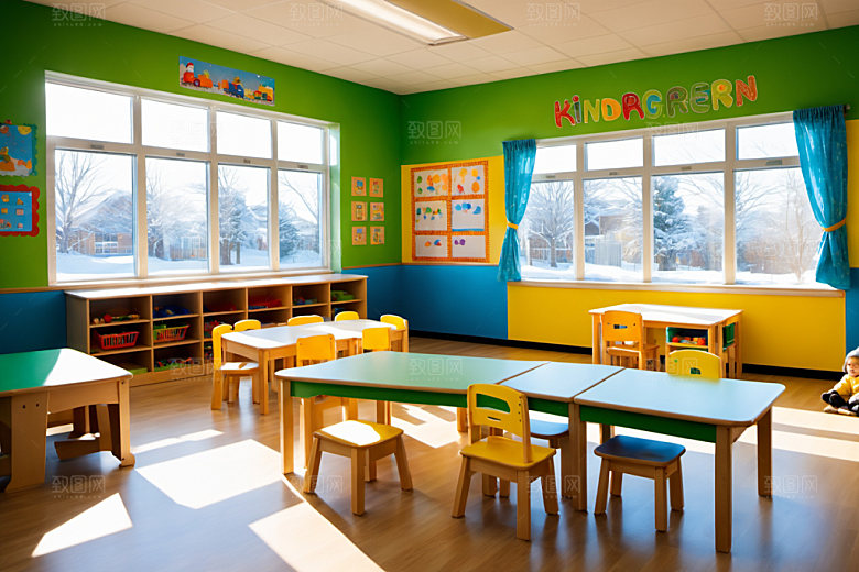 幼儿园教室室内温馨摄影图