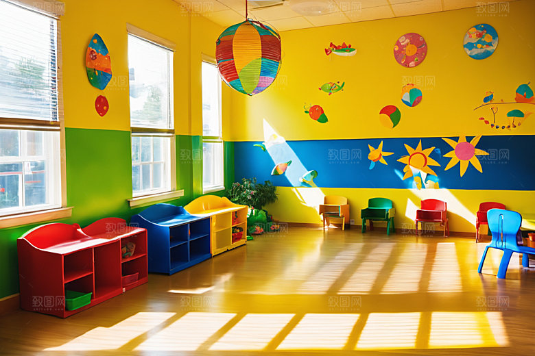 幼儿园教室童趣场景摄影图