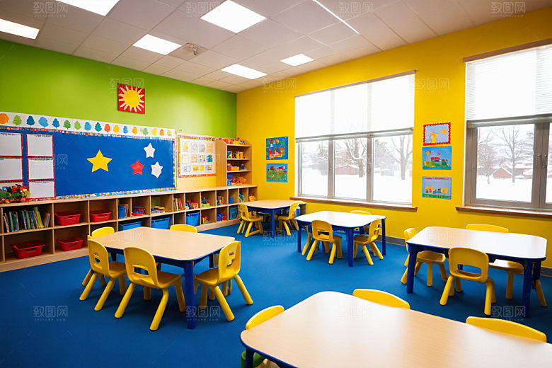 幼儿园教室可爱学校摄影图