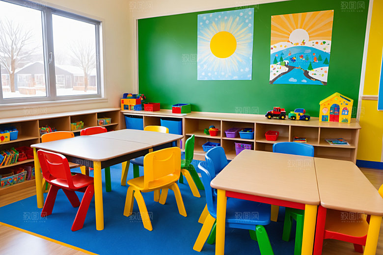 幼儿园教室幼教场景摄影图