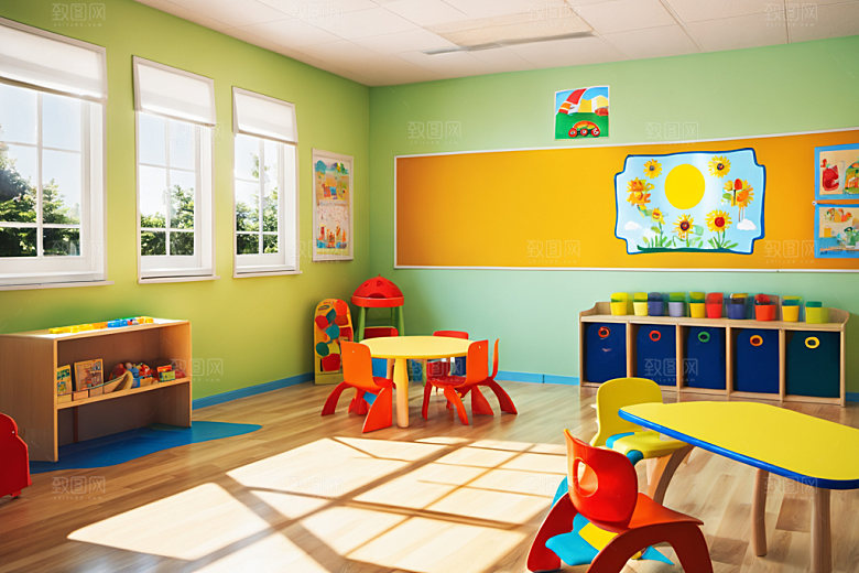 幼儿园教室温馨学校摄影图