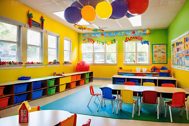 幼儿园教室学校场景摄影图