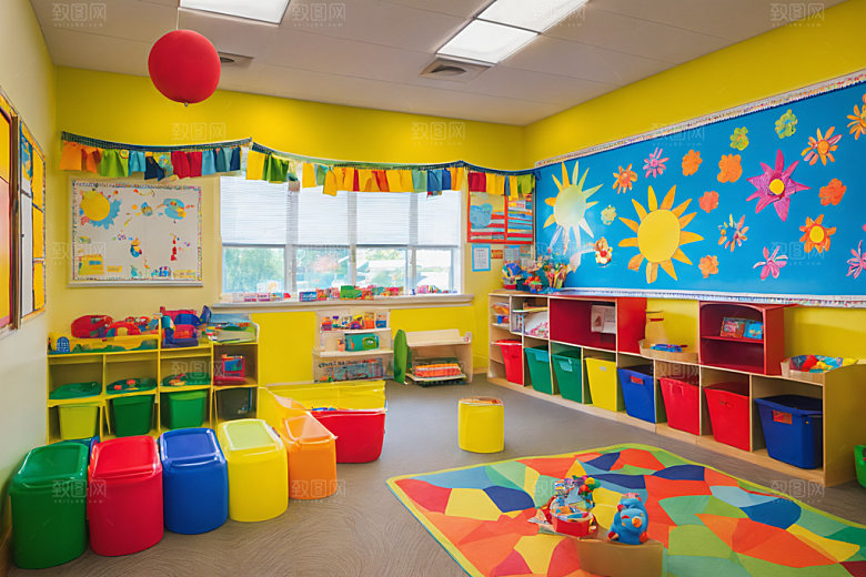 幼儿园教室场景温馨摄影图