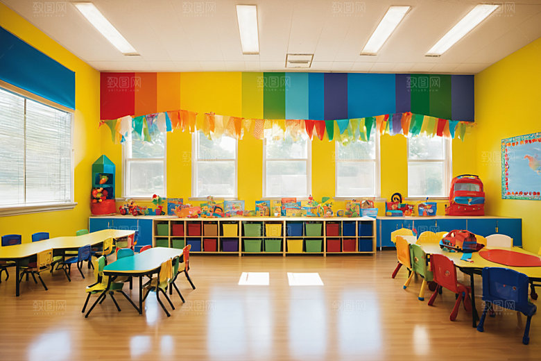 幼儿园教室温馨幼教摄影图