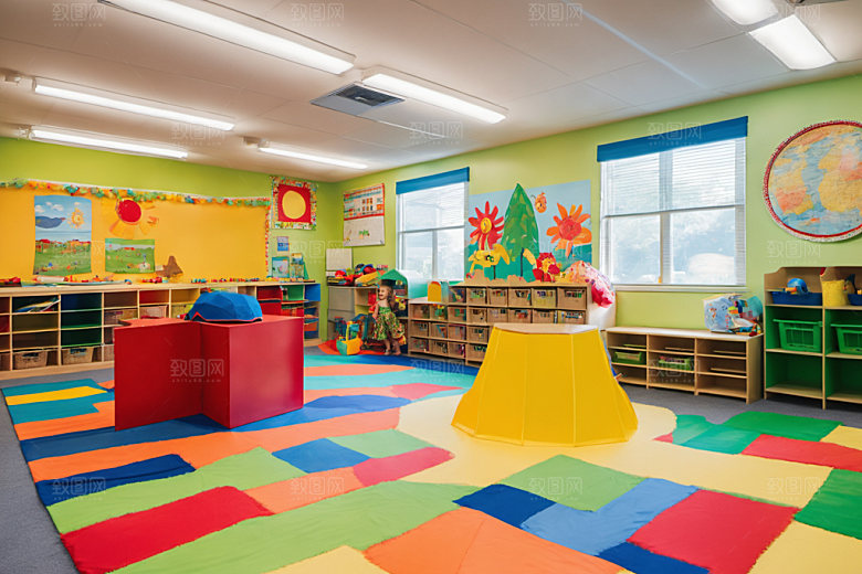 幼儿园教室温馨场景摄影图
