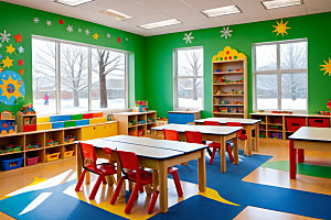 幼儿园教室学校场景摄影图