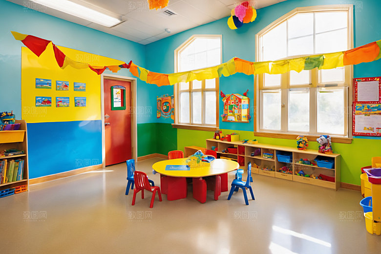 幼儿园教室高清幼教摄影图