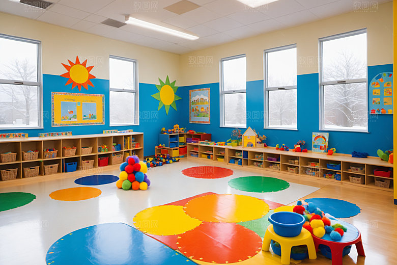 幼儿园教室可爱幸福摄影图