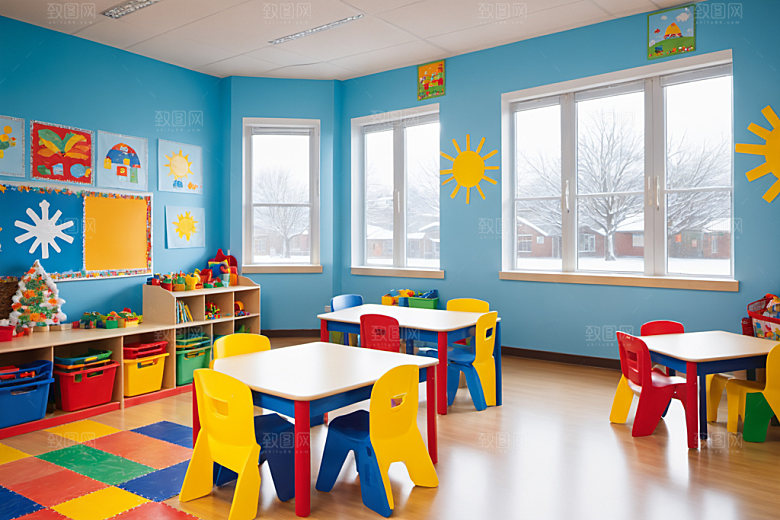 幼儿园教室场景可爱摄影图