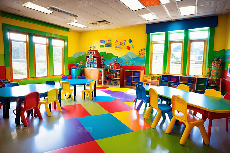 幼儿园教室场景幼教摄影图