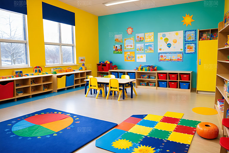 幼儿园教室学校室内摄影图