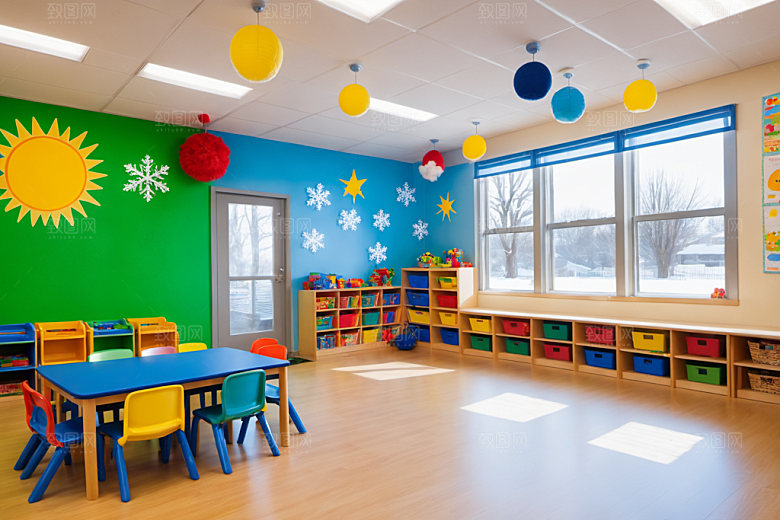 幼儿园教室温馨学校摄影图
