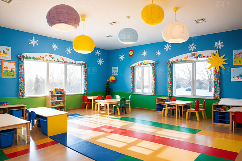 幼儿园教室可爱幸福摄影图