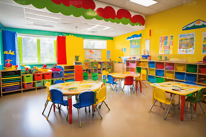 幼儿园教室幼教场景摄影图