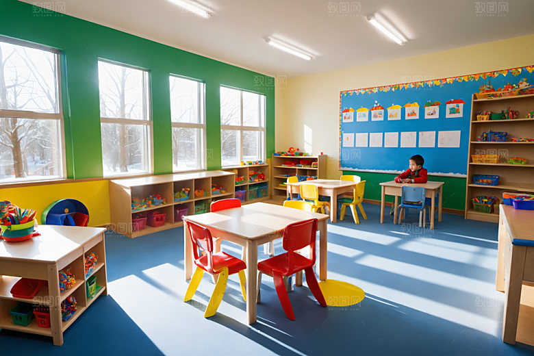 幼儿园教室可爱童趣摄影图