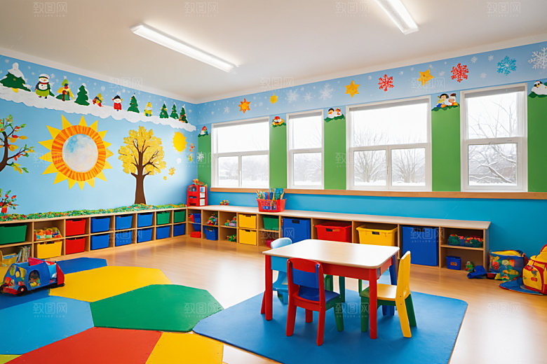 幼儿园教室场景幸福摄影图