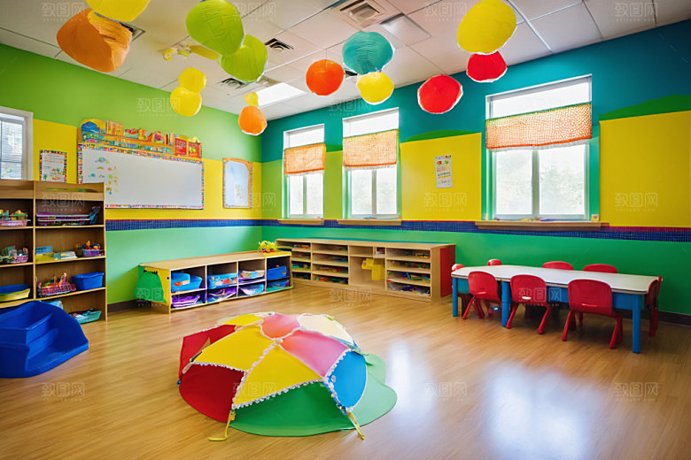幼儿园教室场景学校摄影图