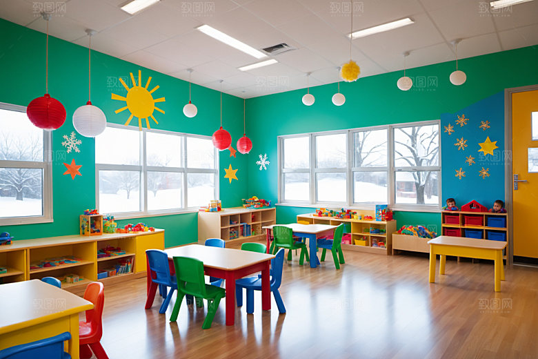 幼儿园教室高清幼教摄影图