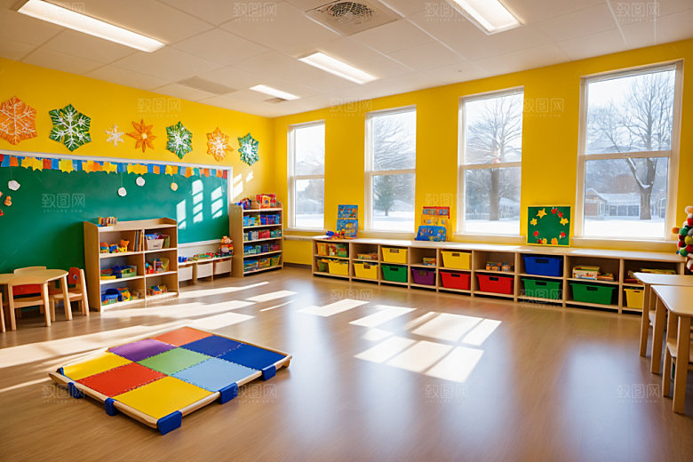 幼儿园教室可爱幼教摄影图