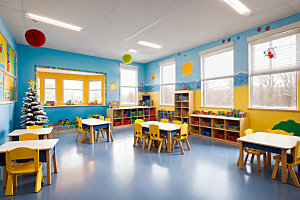幼儿园教室场景幸福摄影图