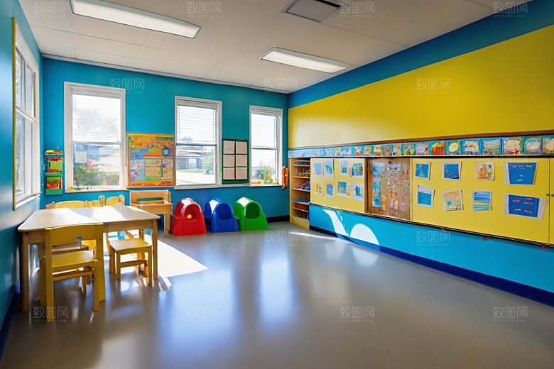 幼儿园教室学校场景摄影图