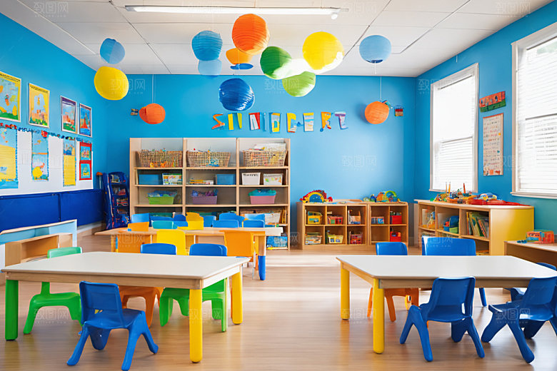 幼儿园教室场景幸福摄影图
