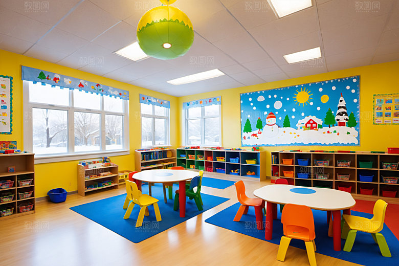 幼儿园教室学校温馨摄影图