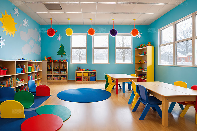幼儿园教室幸福场景摄影图