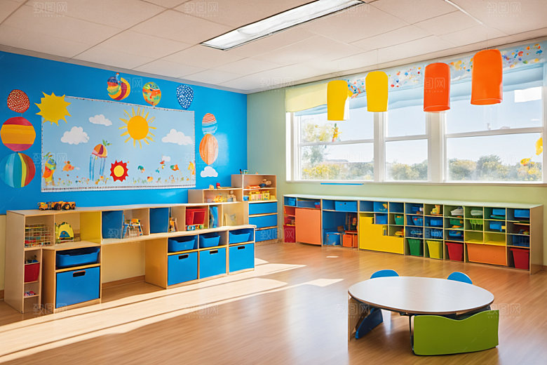 幼儿园教室可爱室内摄影图