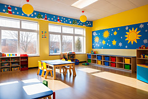 幼儿园教室可爱幸福摄影图