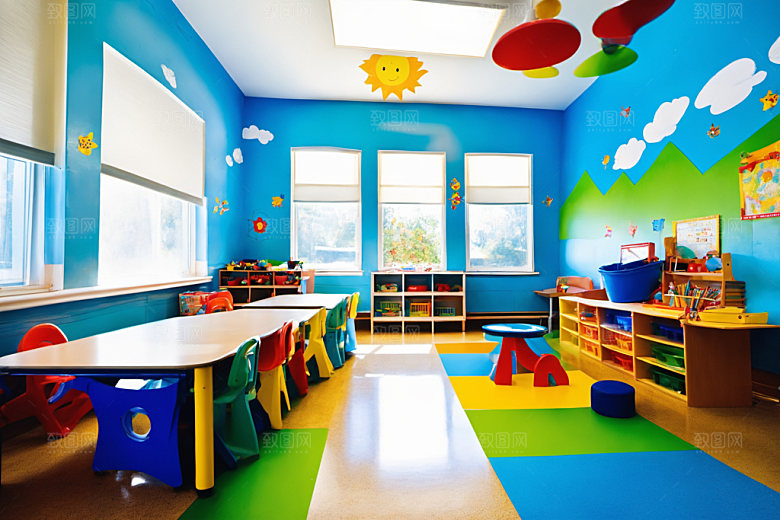 幼儿园教室温馨学校摄影图