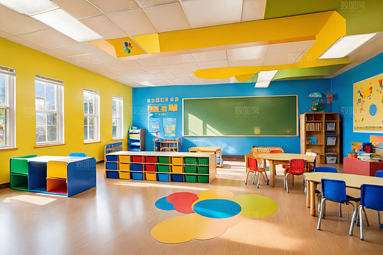 幼儿园教室可爱托儿所摄影图