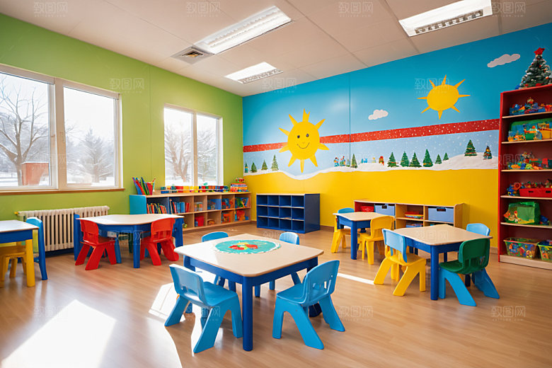 幼儿园教室温馨托儿所摄影图