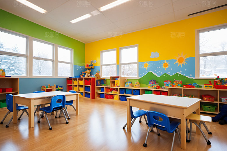 幼儿园教室学校室内摄影图