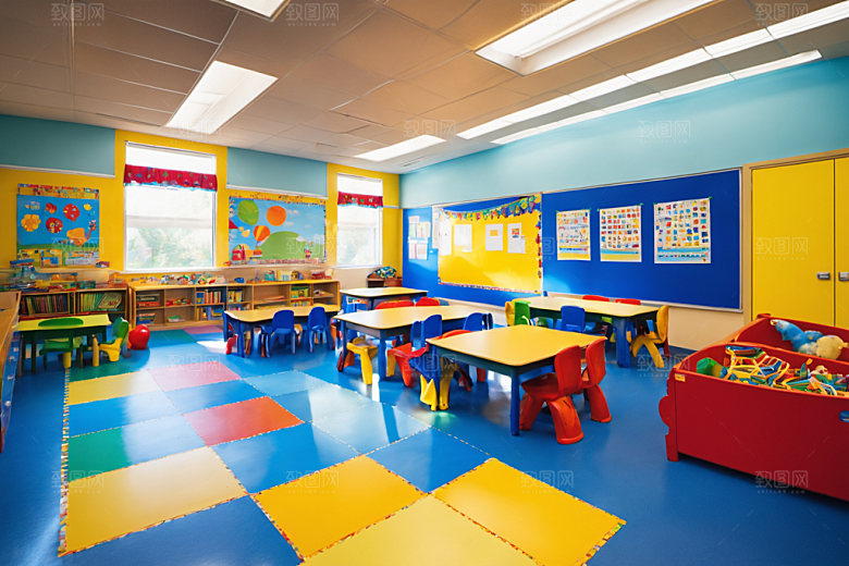 幼儿园教室温馨场景摄影图