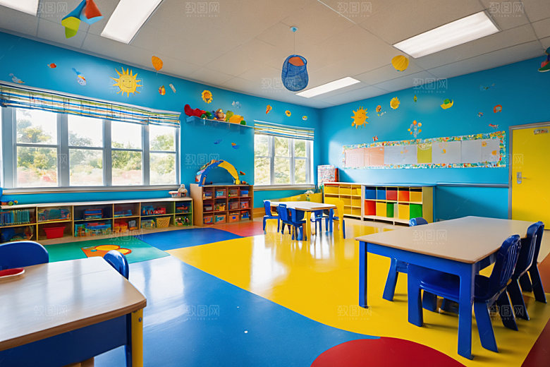 幼儿园教室场景温馨摄影图