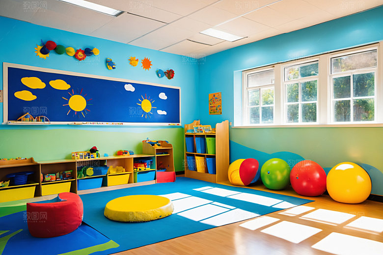幼儿园教室温馨童趣摄影图