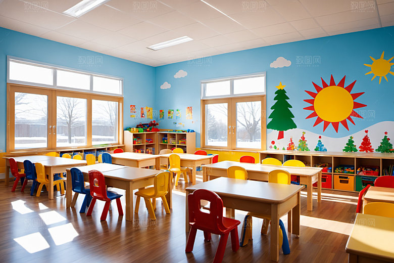 幼儿园教室温馨场景摄影图